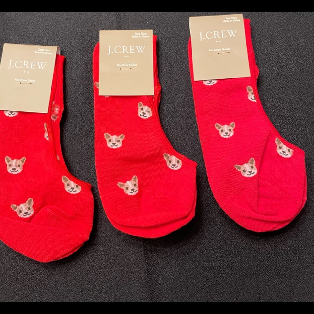 J. Crew French Bulldogs No-Show Socks (3 pair of socks w/ purchase)